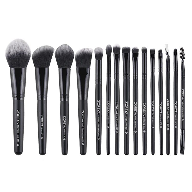 Zoreya Brand Soft Synthetic Bristles Makeup Brush Set Eye Make Up Tool Gift Black Blending Crease Foundation Brushes Box