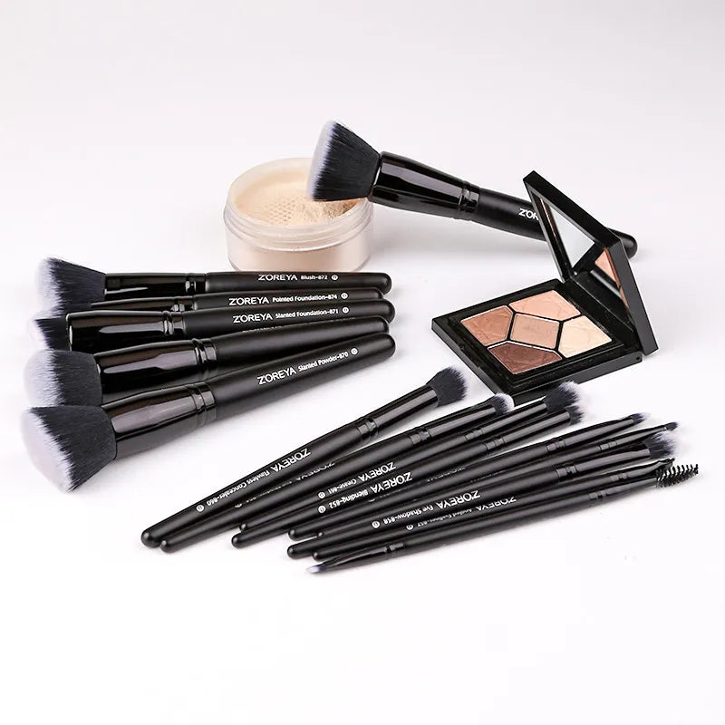 Zoreya Brand Soft Synthetic Bristles Makeup Brush Set Eye Make Up Tool Gift Black Blending Crease Foundation Brushes Box