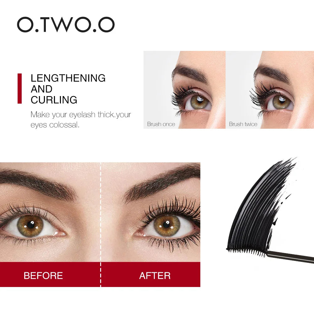 O.TWO.O 3D Silk Fiber Eyelash Black Mascara Waterproof Long Lasting Lash Thick Mascara Long Eyelashes Extension Make Up Mascara