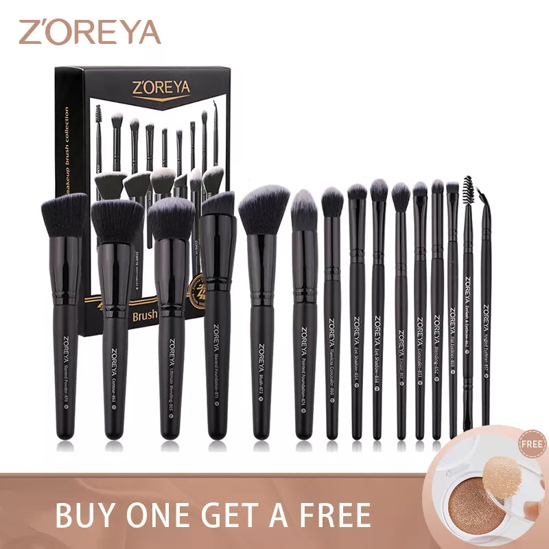 Zoreya Brand Soft Synthetic Bristles Makeup Brush Set Eye Make Up Tool Gift Black Blending Crease Foundation Brushes Box