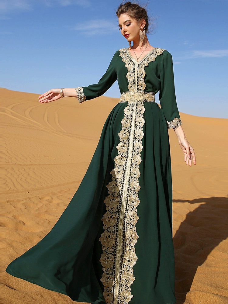 Trim Dress Foreign Gorgeous Middle East Dubai Lace