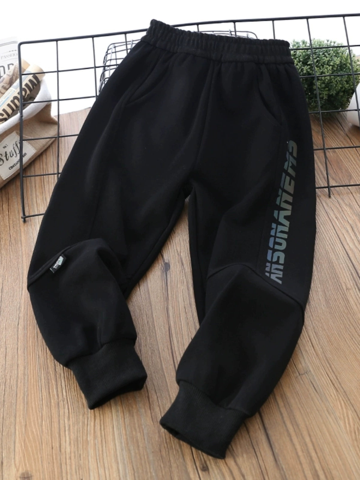 Sweatpants Spring and Autumn Children's Fleece-Lined Casual Sports Pants