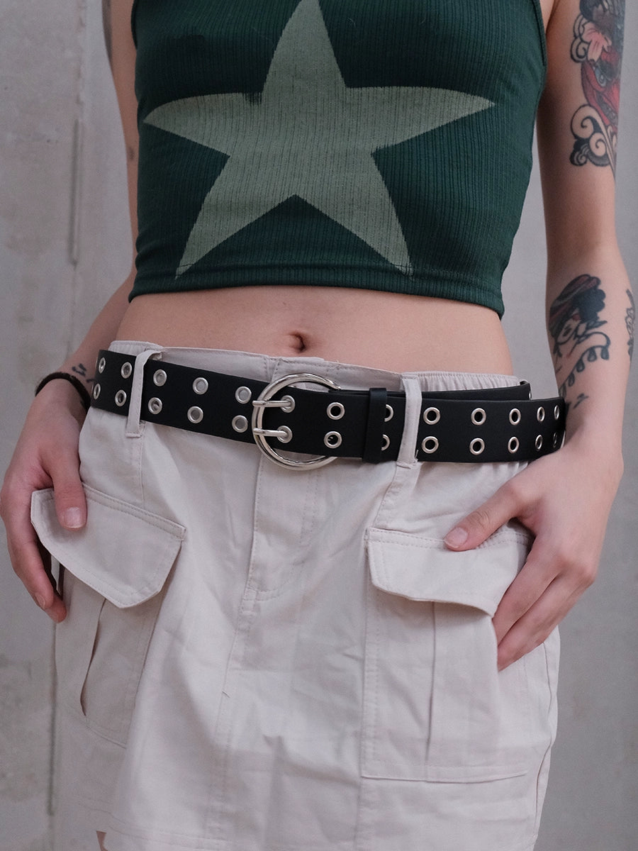 Punk Subculture Belt Men Women Double Hole Youth Pin Buckle