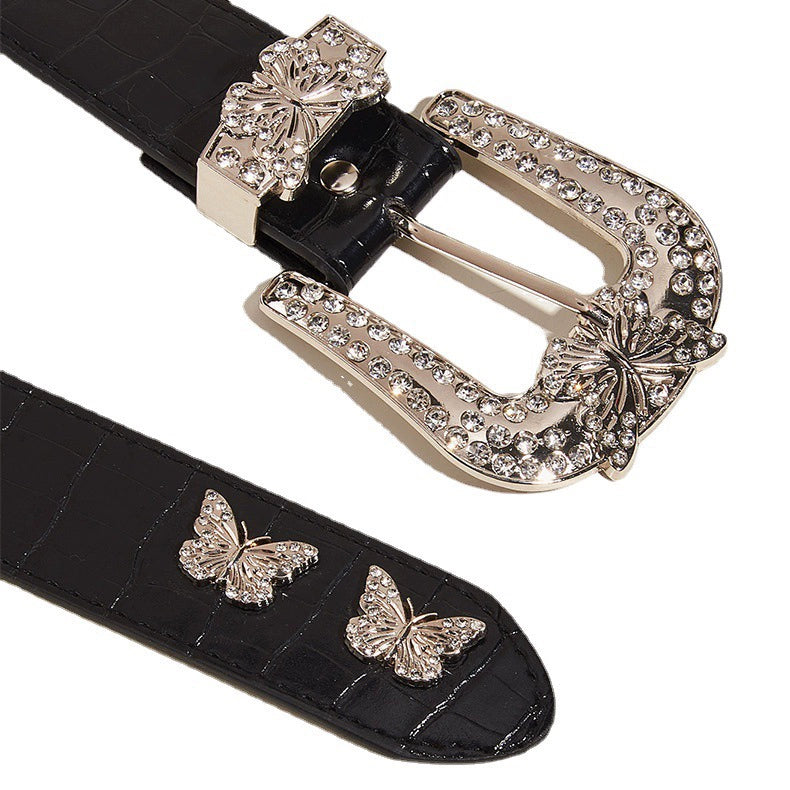 Retro Sexy Dark Leather Butterfly Niche Belt