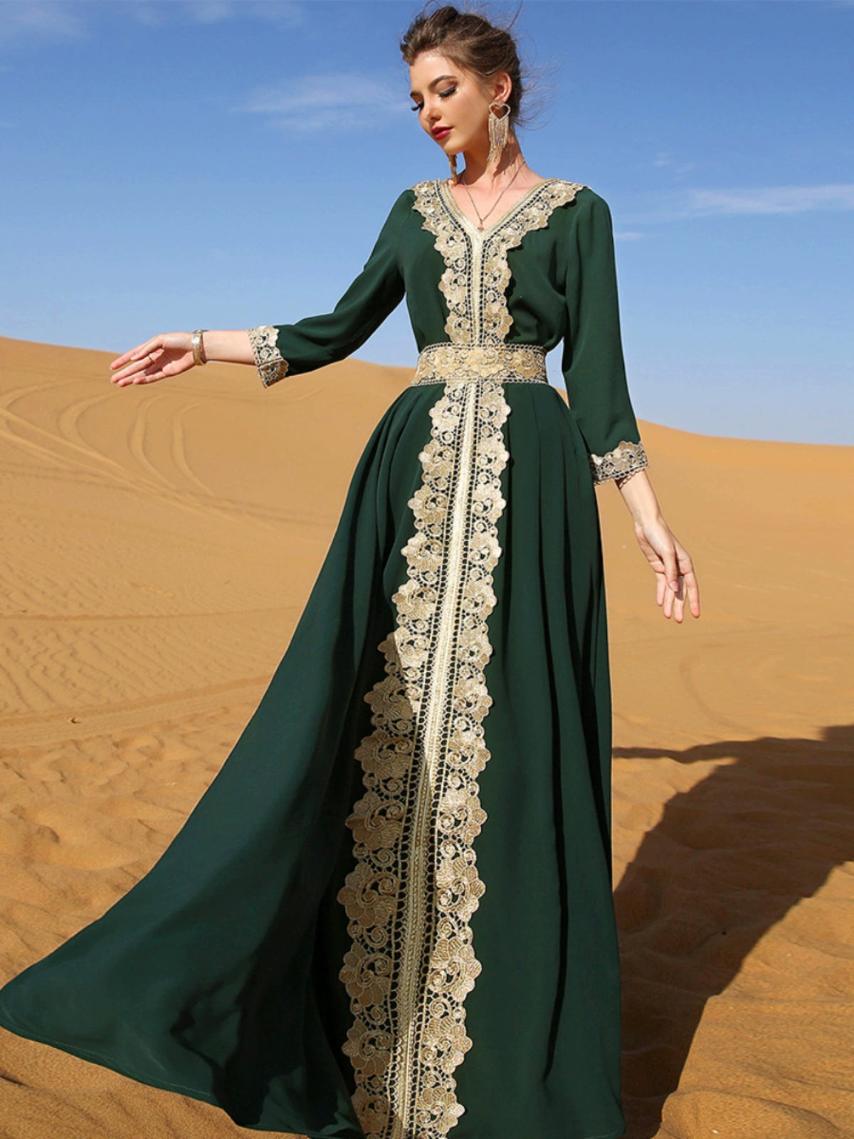 Trim Dress Foreign Gorgeous Middle East Dubai Lace