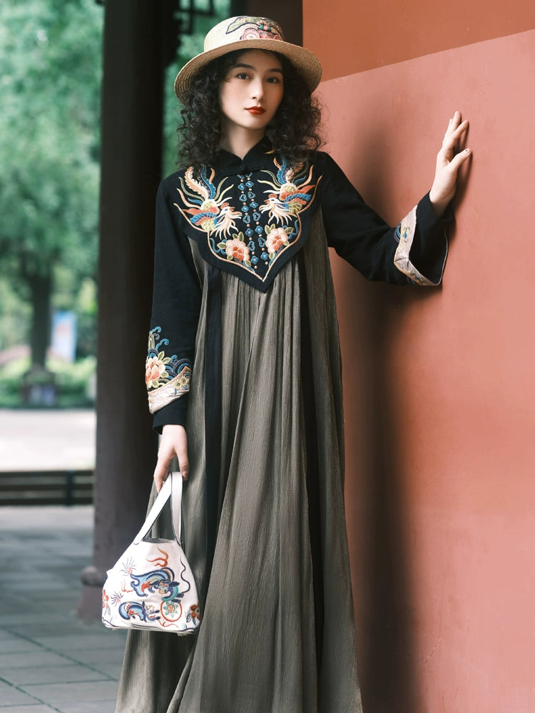 Suluo Original National Style Machine Embroidery Dress