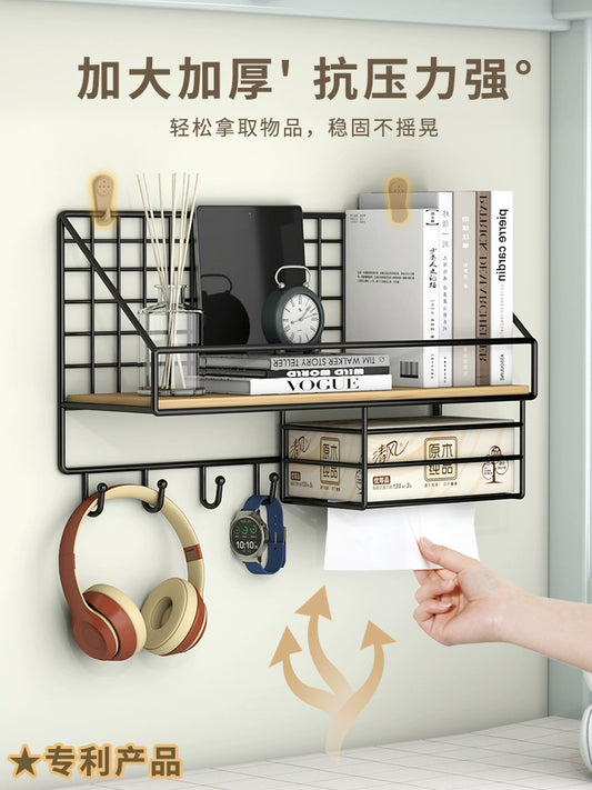 Wall-Mounted Storage Rack Punch-Free Bedroom Bedside Dormitory Storage Fantastic Wall Hanging Bedroom Desk Shelf Storage Rack