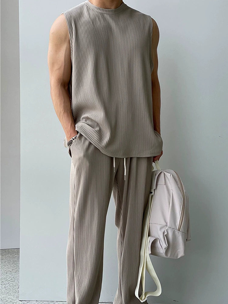 Trendy All-Matching Sleeveless Drape Straight Elastic Waist Vest