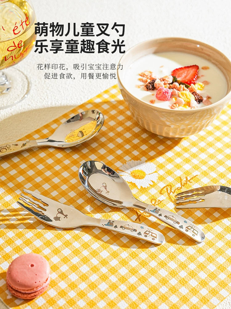 Sheli 316 Food Grade Stainless Steel Spoon Small Spoon Fork Baby Children Household Short Handle Spoon Ingot Spoon