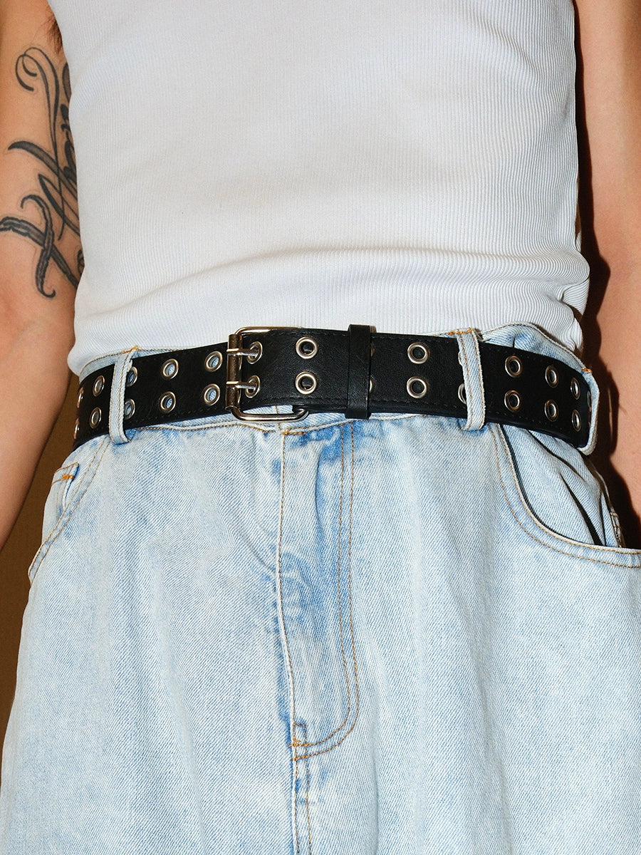 Punk Subculture Belt Men Women Double Hole Youth Pin Buckle