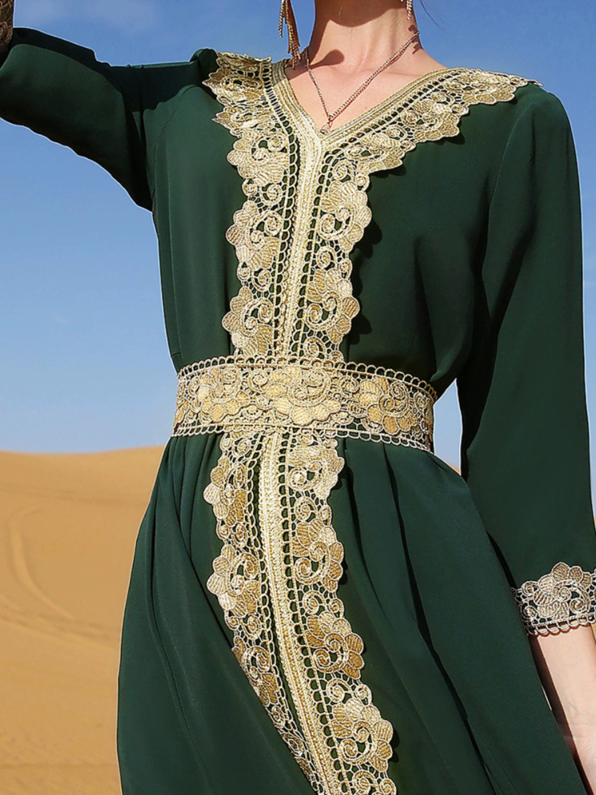 Trim Dress Foreign Gorgeous Middle East Dubai Lace