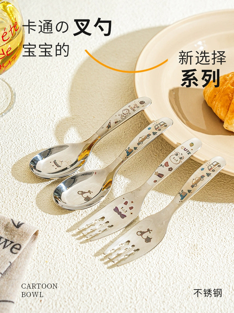 Sheli 316 Food Grade Stainless Steel Spoon Small Spoon Fork Baby Children Household Short Handle Spoon Ingot Spoon