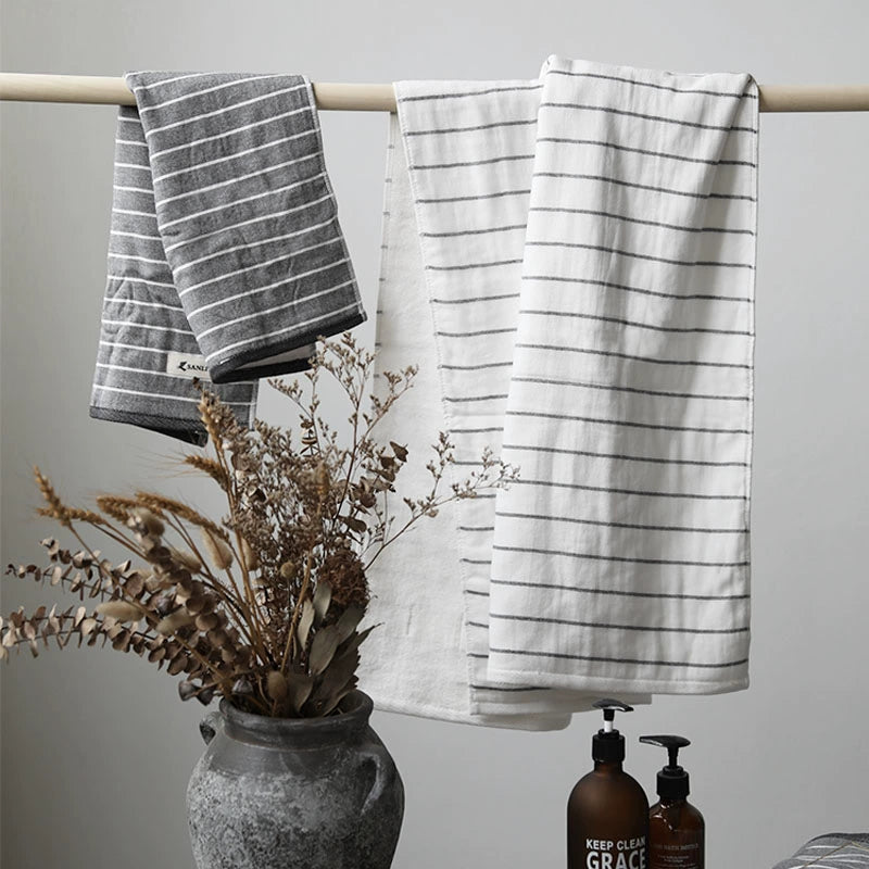 Muji Stripe Pure Cotton Towel Adult Quick-Drying Strong Absorbent Face Washing Household Good Product Children Face Towel Hand Towel