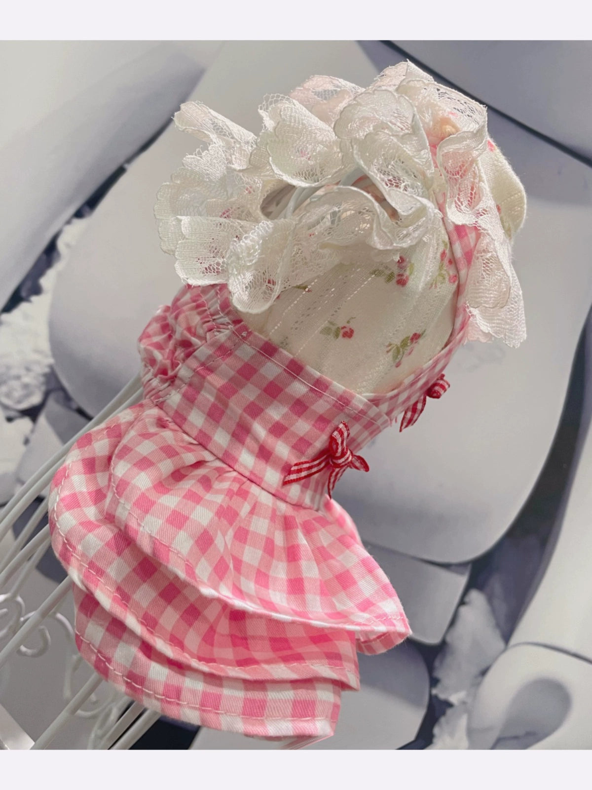 Pet Dog Clothes Suspender Skirt Red Plaid Cotton Pettiskirt Pastoral Lovely Small Puppy Dress Autumn Clothing