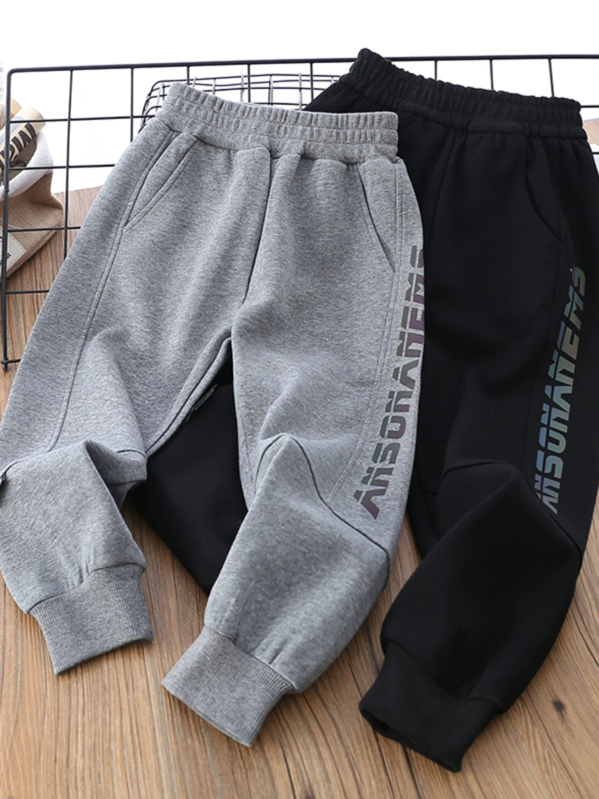 Sweatpants Spring and Autumn Children's Fleece-Lined Casual Sports Pants