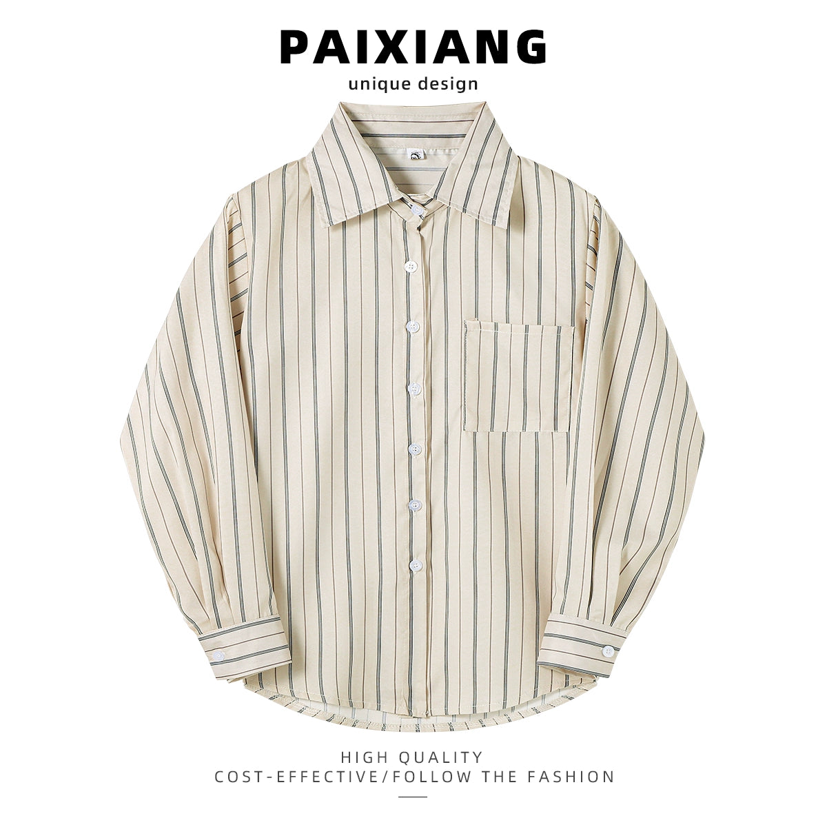 Paixiang Apricot Inner Loose Long Sleeve Shirt