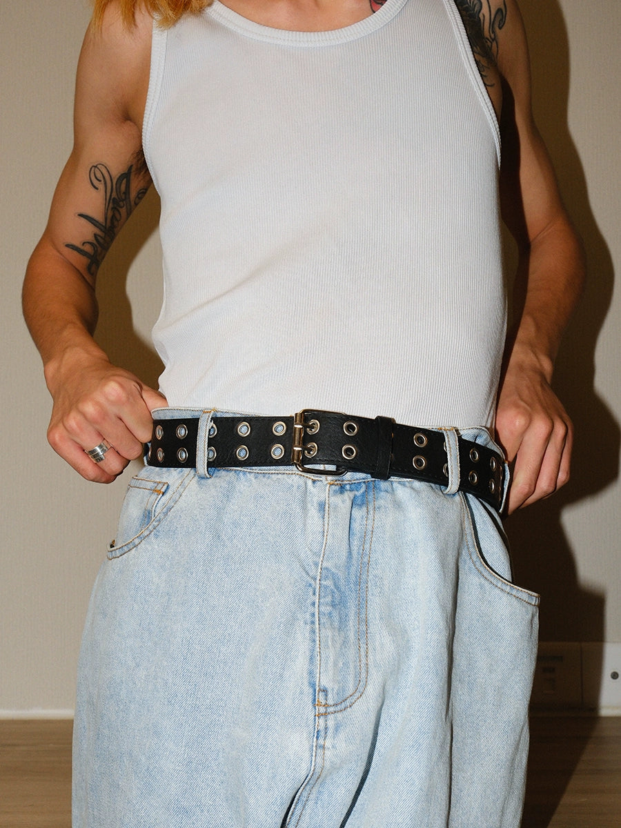 Punk Subculture Belt Men Women Double Hole Youth Pin Buckle