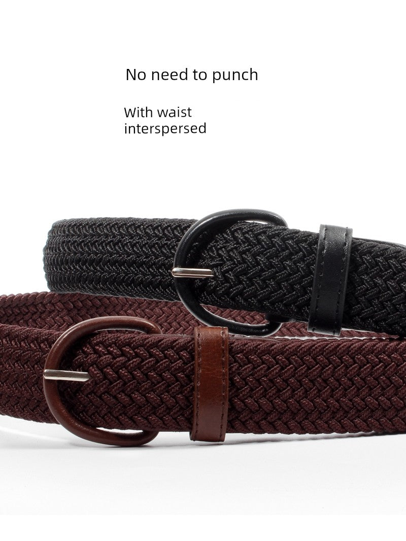 Non-Hole All-Match Elastic Women's Military Training Woven Canvas Belt