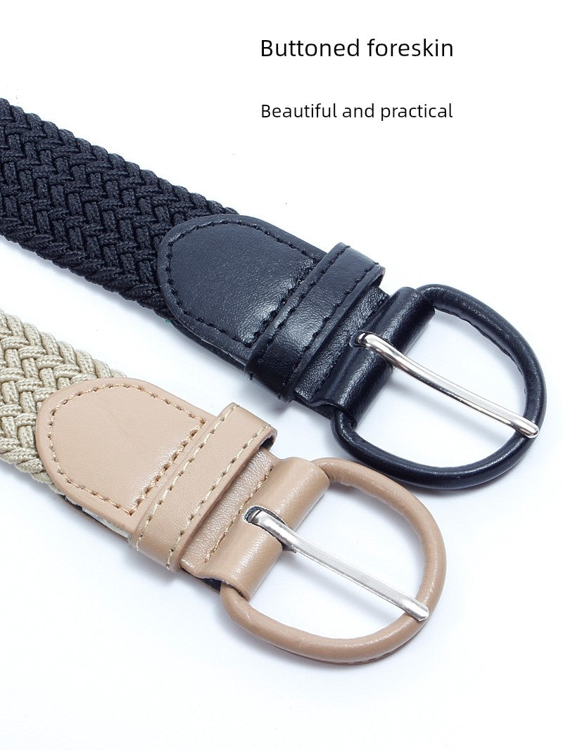 Non-Hole All-Match Elastic Women's Military Training Woven Canvas Belt